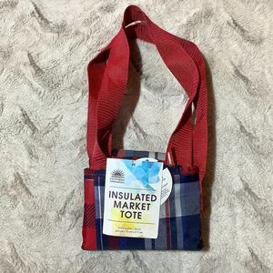 Plaid insulated market tote